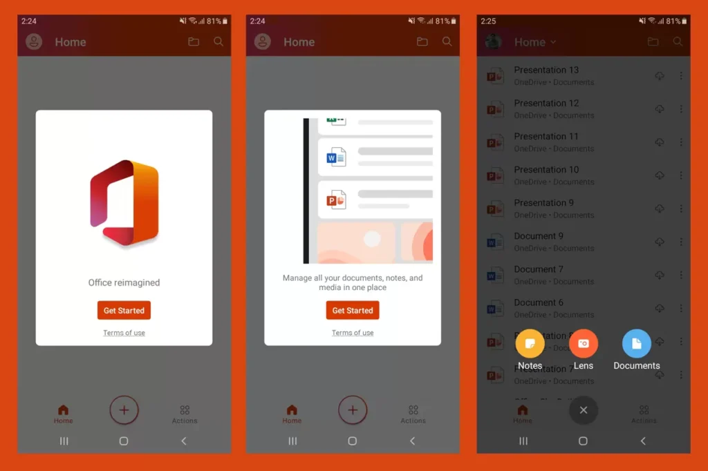 Aplicación integrada de Microsoft Office para Android e iOS